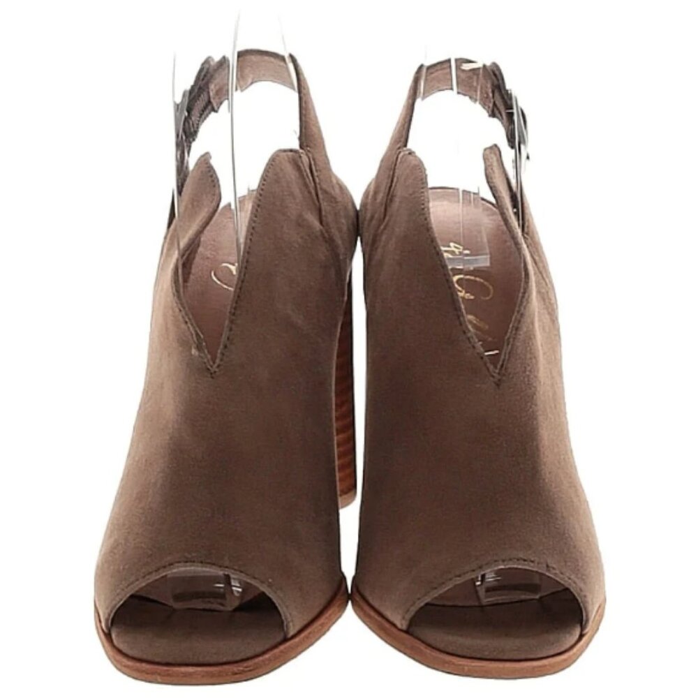 42 Gold tan suede leather slouch singback heels size 7 1/2